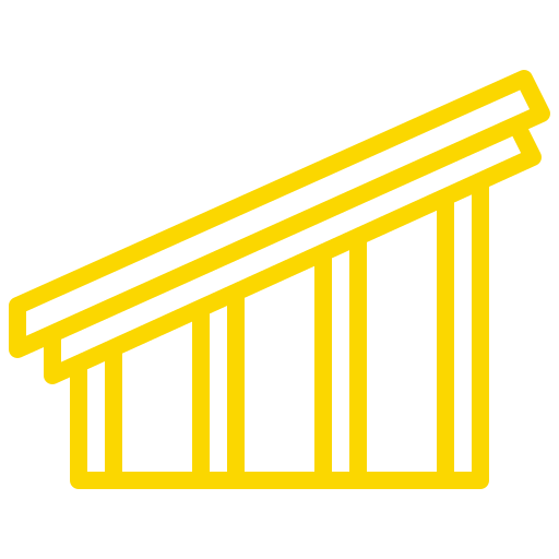 Logo toit stylisé jaune Enjalbert construction métallique, charpente moderne en acier dans le Tarn