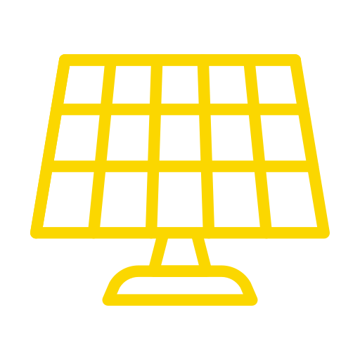 Panneau solaire stylisé jaune, énergie renouvelable Enjalbert construction métallique dans le Tarn